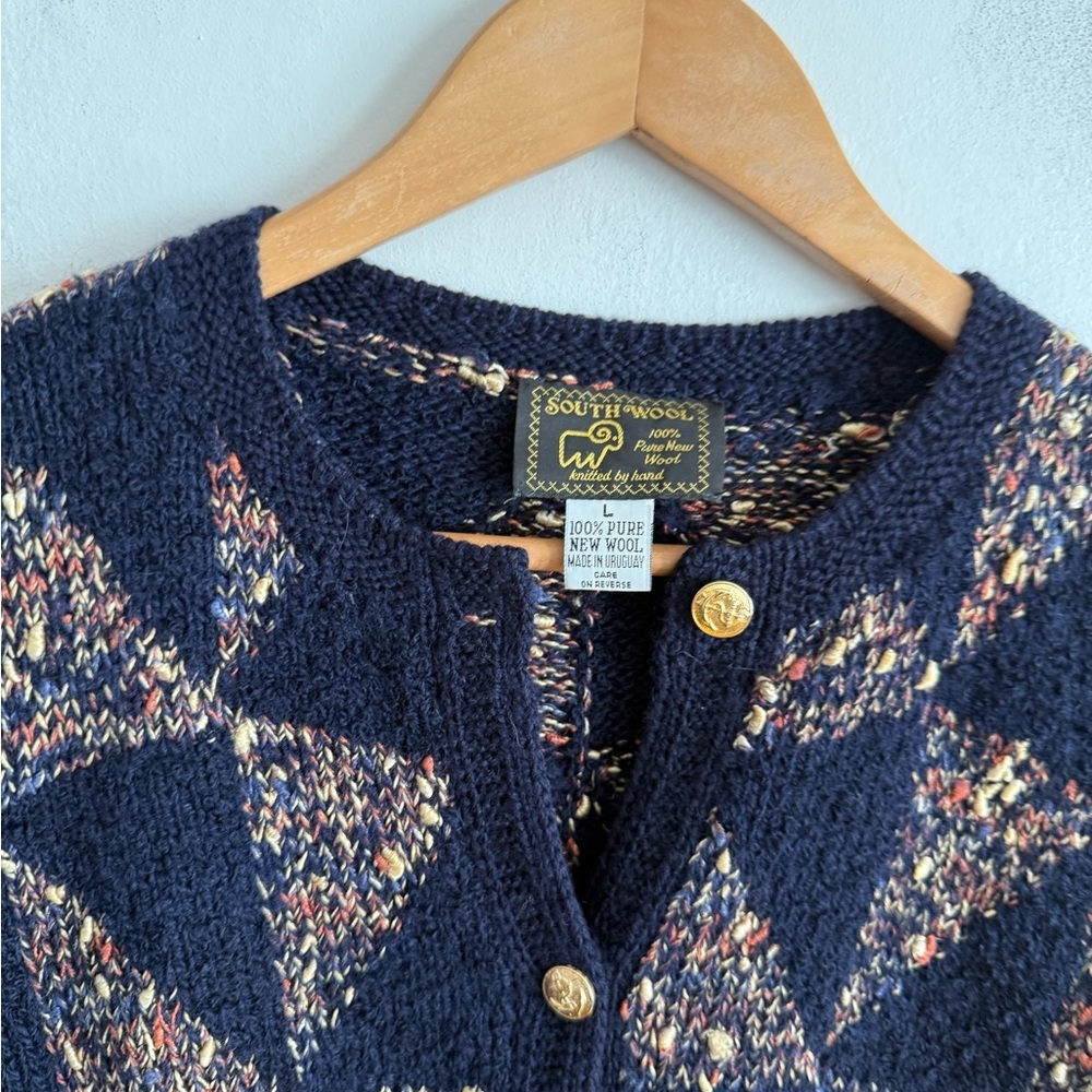 Vintage Navy Navy-Multicolor Geometric Knit Cardigan - Picture 4 of 7